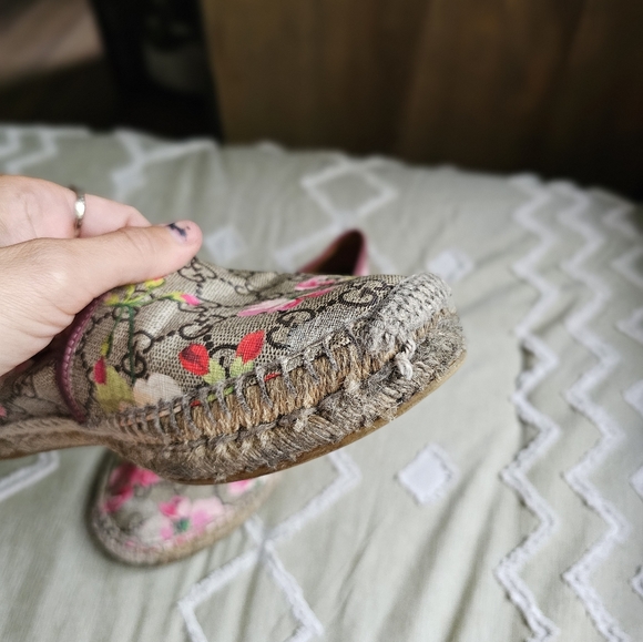 FLASH SALE❗️Gucci GG Bloom Floral Print Logo Monogram Canvas Espadrilles Slip … - Picture 10 of 16